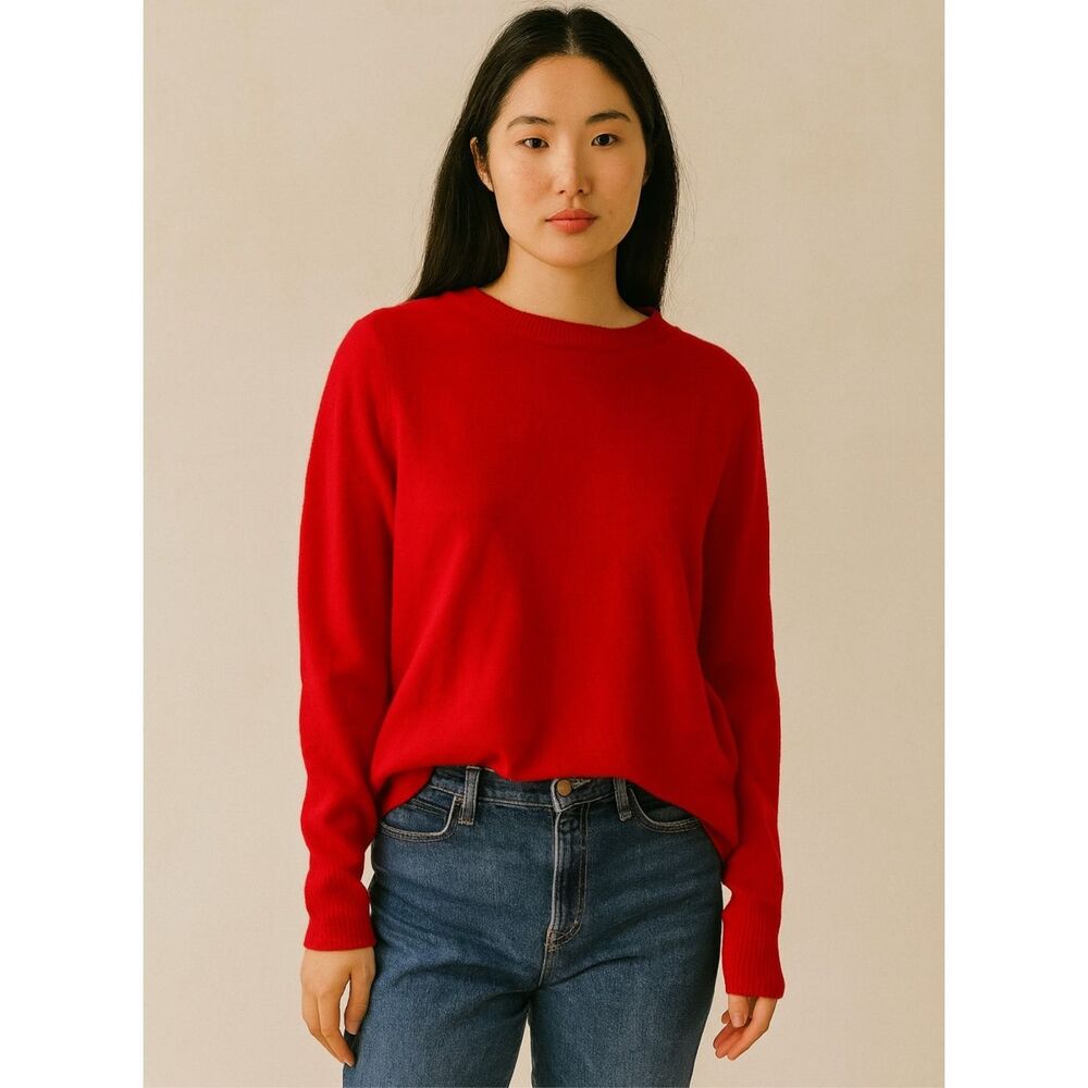Solid & Striped 100% Cashmere Red Oversized Crewn… - image 1